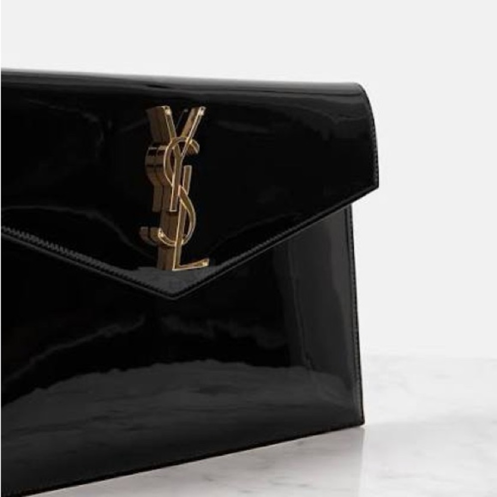 ‼️WOW‼️Yves Saint Laurent Black and gold- 🖤🧡Uptown Envelope Clutch‼️GUC - Picture 10 of 12